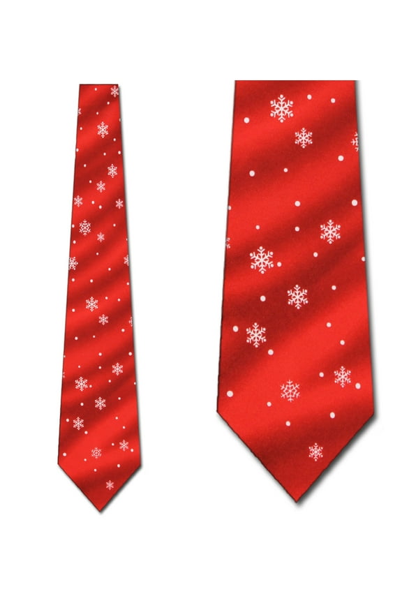 Small Snowflakes Red Necktie Mens Tie by Tieguys