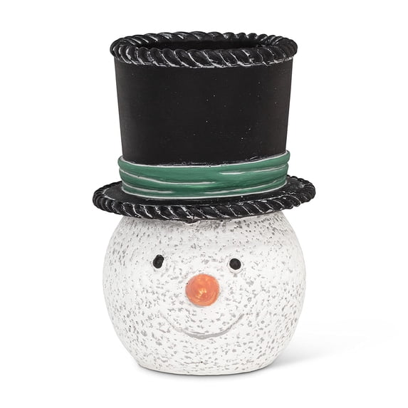 Abbott Collection 27-TOPHAT-250-SM Small Snowman in Hat Planter, White/Black