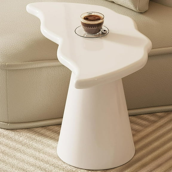 Small Sofa Side Table Cream White End Table Cute with Strong Leg Cocktail Table for Living Room Small Space