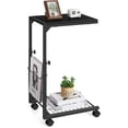 thumbnail image 1 of Small Sofa Table Adjustable Height C-Shaped Side Table with Wheels and Storage Basket, 1 of 5