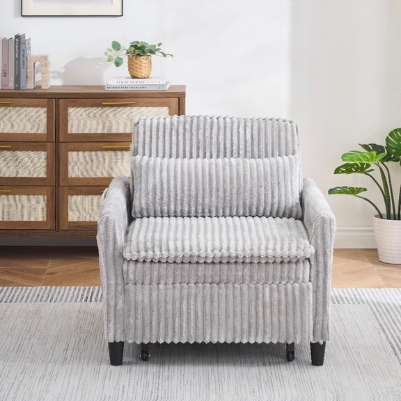 Small Sofa with Grey Corduroy Fabric - Spacious for One - Easy Maintenance