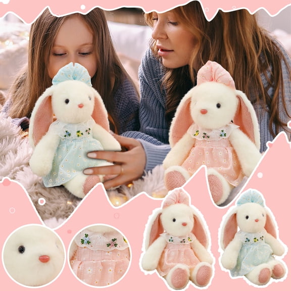Small Soft Stuffed Animal Bunny Rabbit Plush Toy for 17.77inch (pink Rabbit Wearing pink Vintage Dress) stuffed bunny easter/stuffed easter bunny plush/conejos de peluche/stuffed easter bunnies