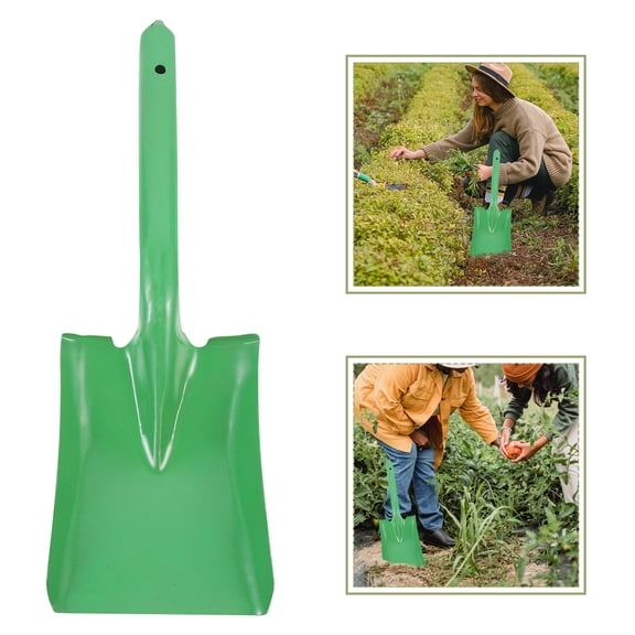 Amosfun Iron Garden Shovel Green Sturdy Metal Soil Scoop for Easy Planting and Gardening Use