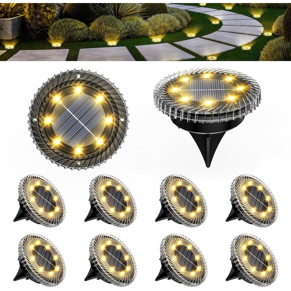 Small Solar Ground Lights, Pathway Lights Waterproof, Outdoor Solar Light for Garden, Driveway, Walkway, Backyard