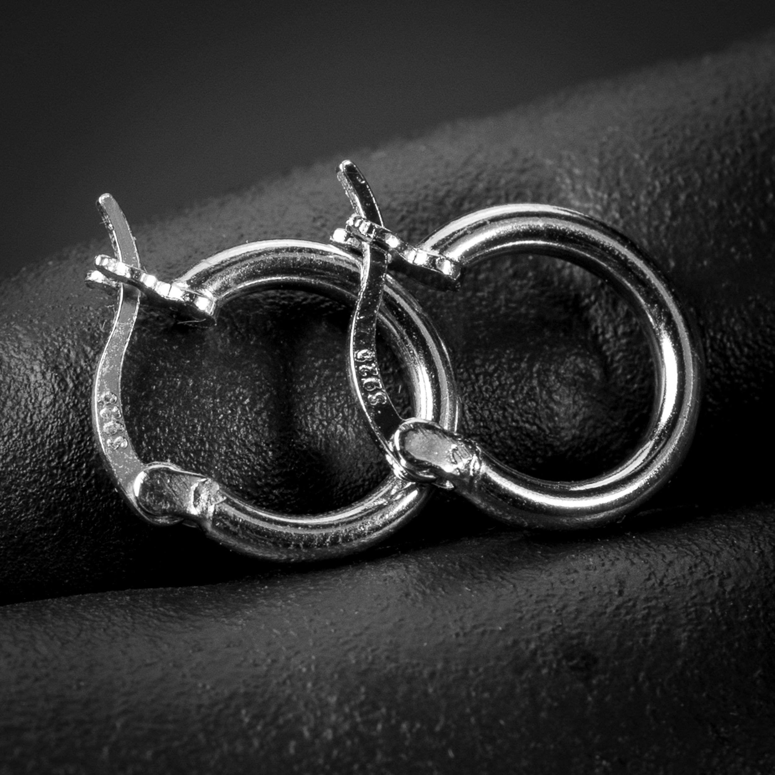 Rhodium Plated Contemporary Half Hoop Earring