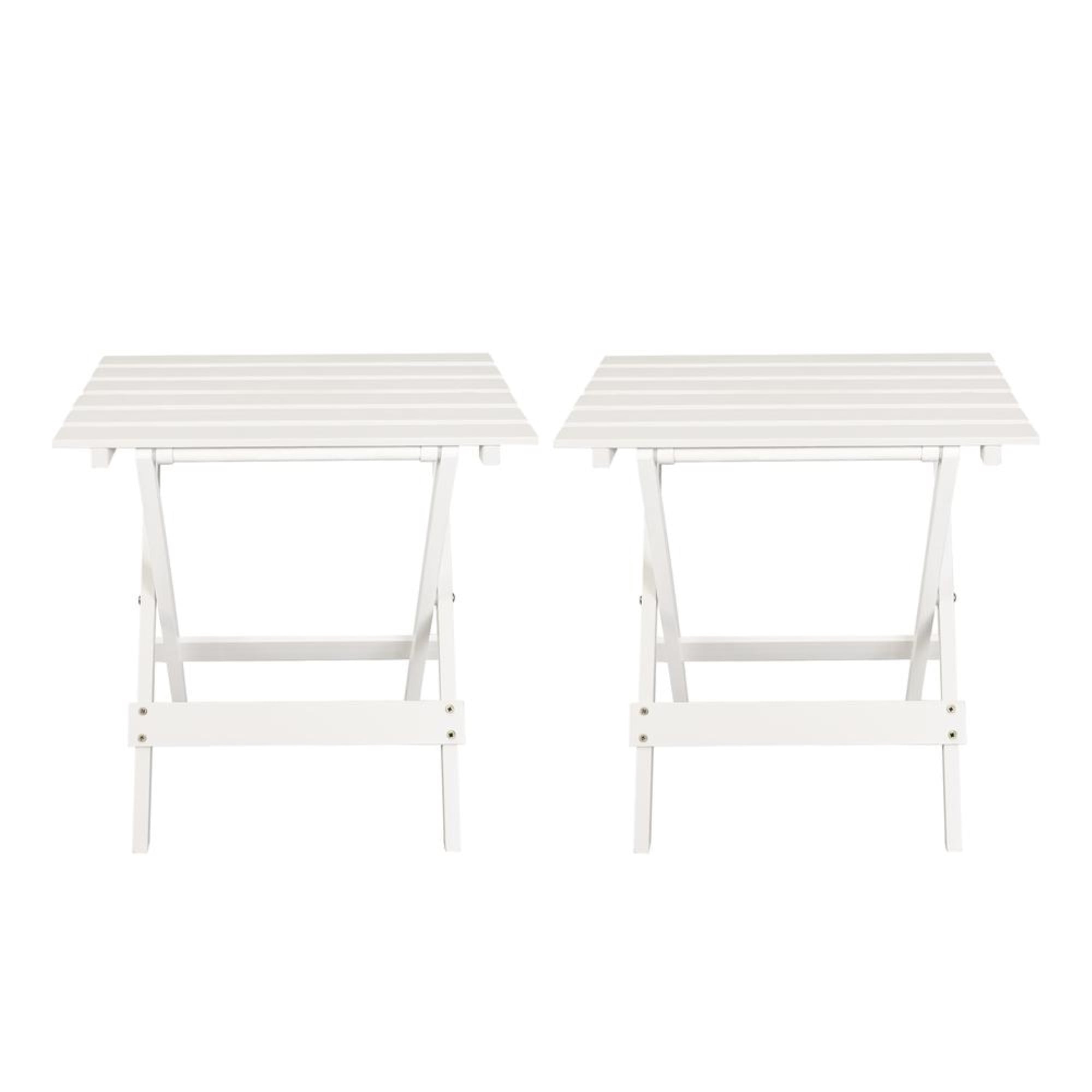 Casual Home Solid Wood Folding Side Table, 2-Piece Set, White, Portable ...