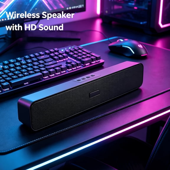 Small Sound Bar for TV, PC, Gaming, Surround Sound System, Mini TV Speaker Soundbar with Bluetooth/AUX/USB Connections