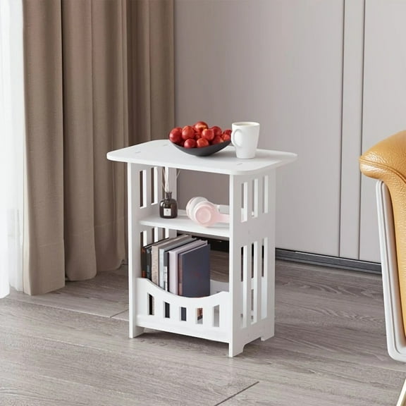 Small Space Coffee End Table, Assembles Mini Square Table, Creatives Simples Square Bedside Table, 2-Tier Side Table with Storage Shelf Basket