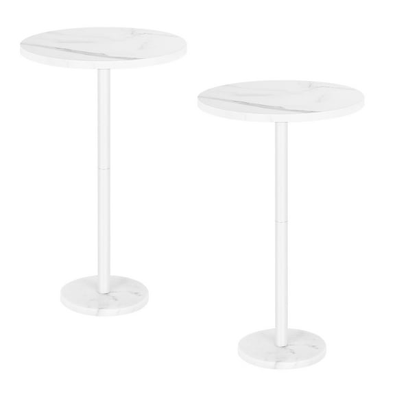 Small Space Coffee Table, Small Round Side Table, Sofa Table, Outdoor Tea Table, White, Set of 2