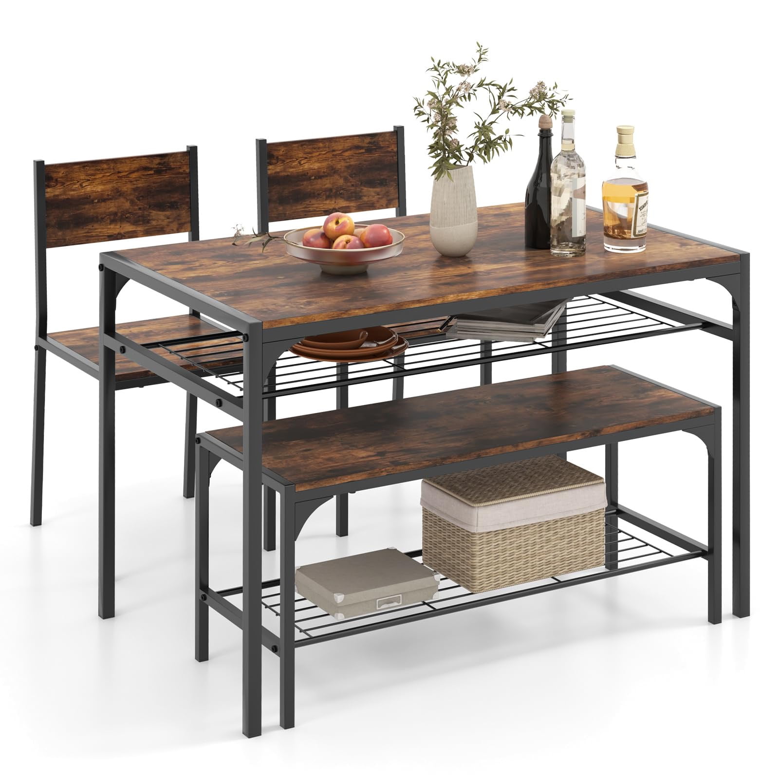 Small Space Dining Table Set 4 Pieces, Industrial Kitchen Table with ...