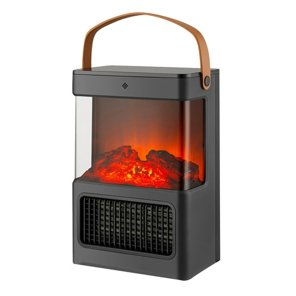 Small Space Heater for Indoor Use, 1200/1500/2000W Flame Heater Heating Household Bathroom Heater Fireplace Bedroom Fireplace Hot Air Fan for Home Office Room Desk, Black