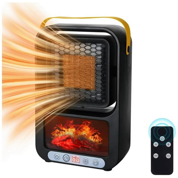 Small Space Heater for Indoor Use Portable Electric Fireplace Heater Realistic 3D Flame Mini Room Smar