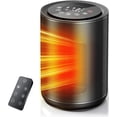 thumbnail image 1 of Small Space Heaters for Indoor Use,Mini Portable Electric Heaters with Thermostat & Remote,Safe and Quiet Ceramic Heater,24H Timer,Eco Mode,Desk Heater for Office Bedroom,Bathroom,Rvs - Black, 1 of 8