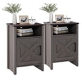 thumbnail image 1 of Small Space Living Farmhouse Nightstand Set of 2, Rustic Wood Side Table with Storage Shelf, End Table for Living Room Bedroom, Adult,Gray, 1 of 10
