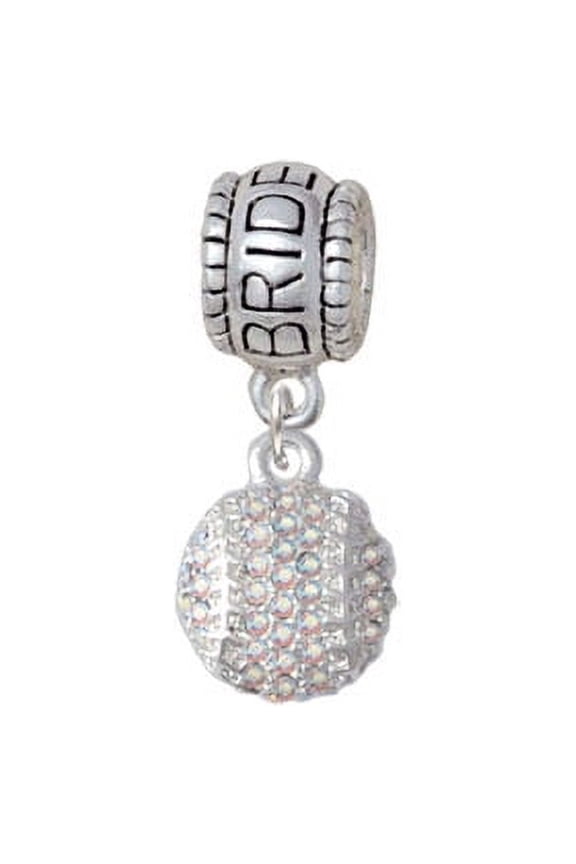 Small Sparkle Clear AB Softball - Bride Charm Bead