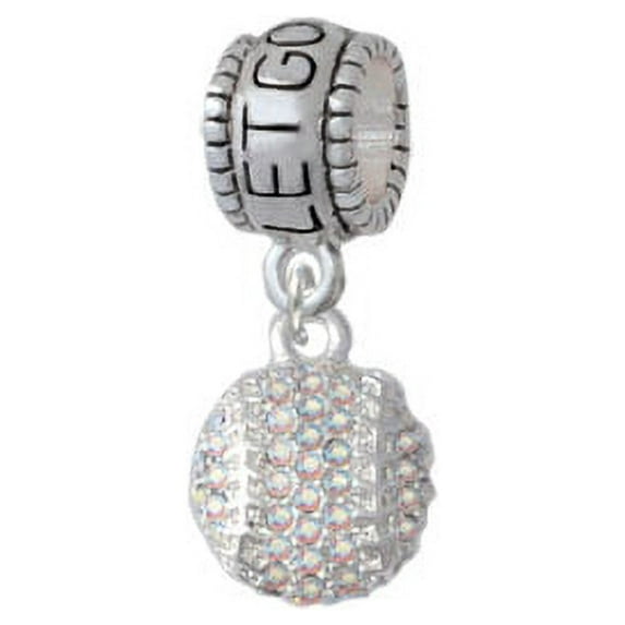 Small Sparkle Clear AB Softball - Let Go Let God Charm Bead