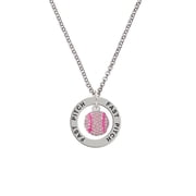 Small Sparkle Pink AB Softball Fast Pitch Affirmation Ring Necklace