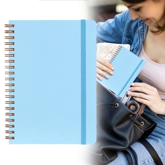 Small Spiral Notebook 5x7, Notebooks for Note Taking, Scheme Spiral Journal Notebook, Work Notebook Small Notebooks with Strap, Cute Notebooks for Women, Sky Blue