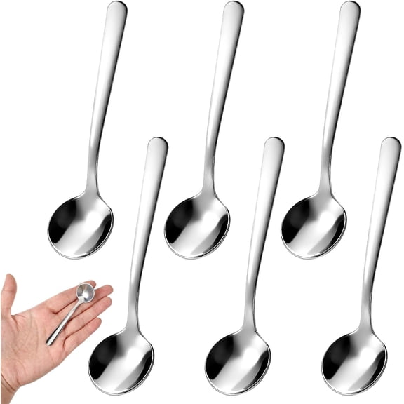 Small Spoons Mini Set, 6 PCS Tiny Stainless Steel Spoons for Spices Jars 3.4" Condiment Spoon 304 Food Grade Seasoning Spoon for Salt Spice Jars, Spices, Pepper, Sugar, Coffee