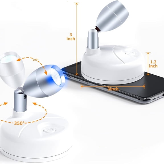 Small Spotlight Battery Operated Spot Lights Indoor Uplighting Picture Mini Accent Light Wireless LED with Remote RGB + W Angle Adjustable w/Timer & Dimmer for Display Art Paintings