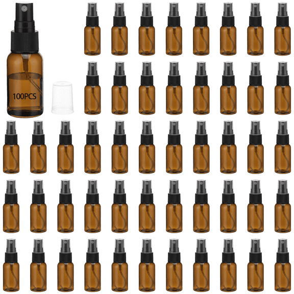 Small Spray Bottles, Fine Mist Amber Atomizers, 100 Pcs, 1 oz, Travel-Friendly for Essential Oils, Perfume