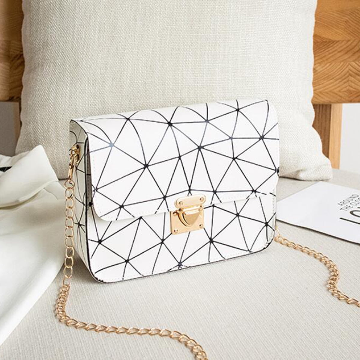 Crossbody Bag For Women, Geometric Pattern Shoulder Bag With Coin