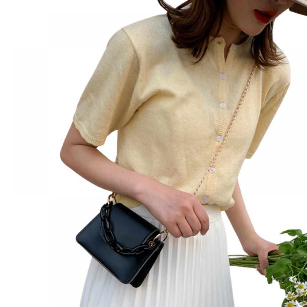 Small Square Bag Leather Women Shoulder Purses with Chain Strap Stylish  Clutch Purse