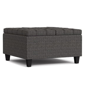 Small Square Coffee Table with Storage " 30 Tweed Ottoman " Ebony Finish