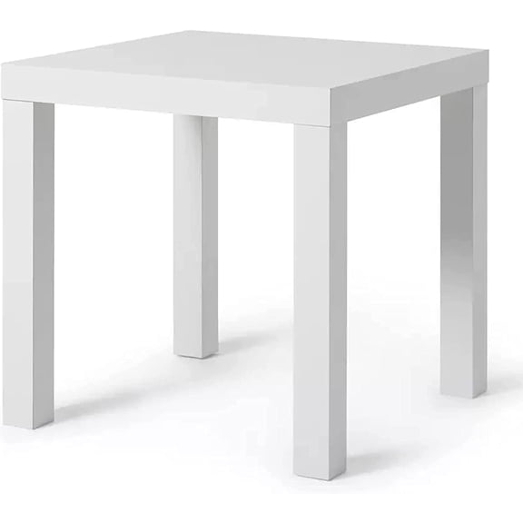 End Side Table with Classic Design, Bed Side Table, End Table, Light Weight Easy Assemble, Small Square Table for Office, Living Room, White, 21 5/8" x 21 5/8" x 17 3/4"