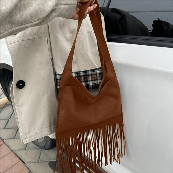 Small Square Handbag, Versatile Tassel Shoulder Crossbody Bag, Lightweight Polyester, Large Capacity, Daily Commuting, Travel, Sports, Quick Access for Keys and Phone