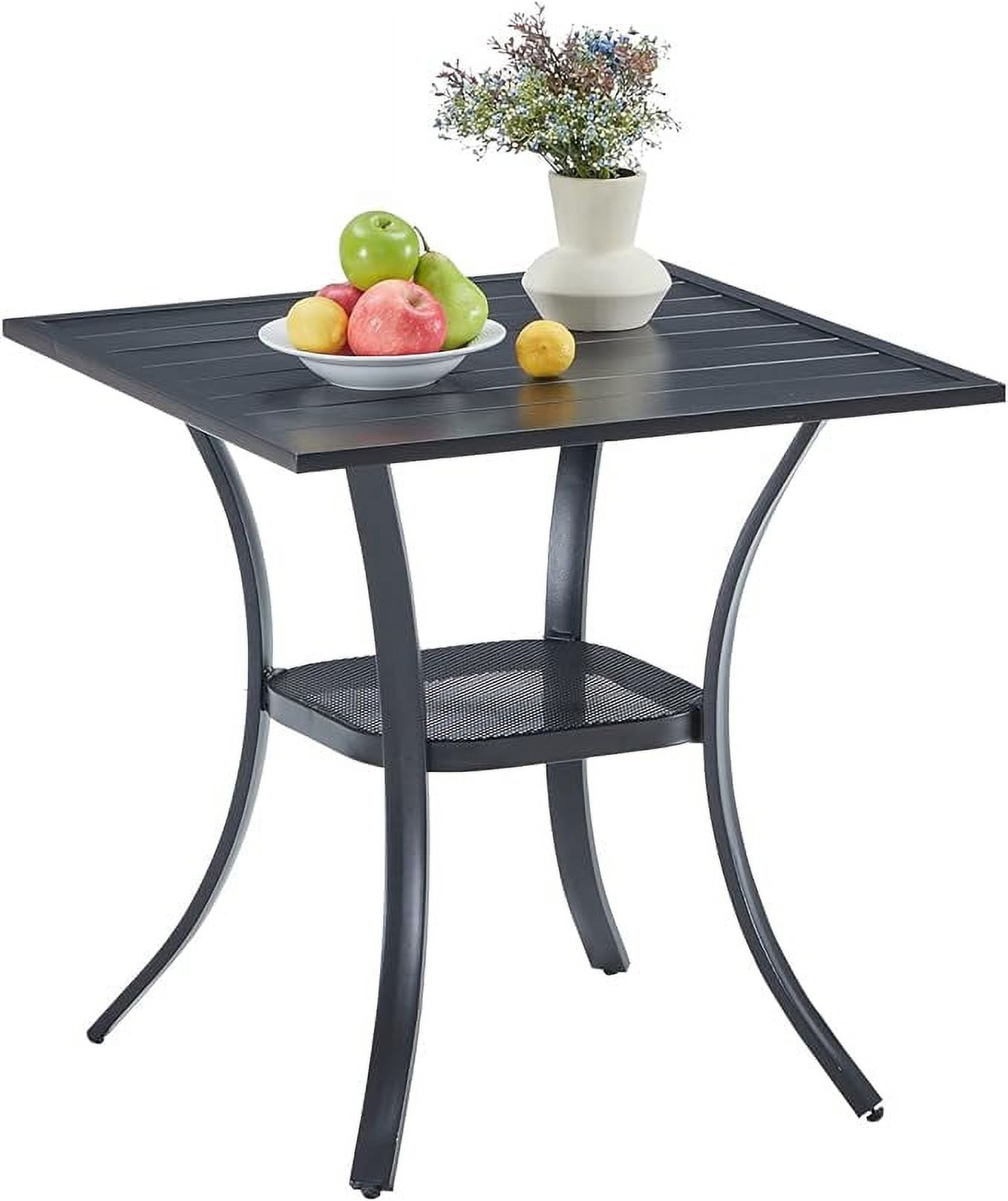 Small Square Outdoor Patio Table, All Weather Metal Outdoor Dining