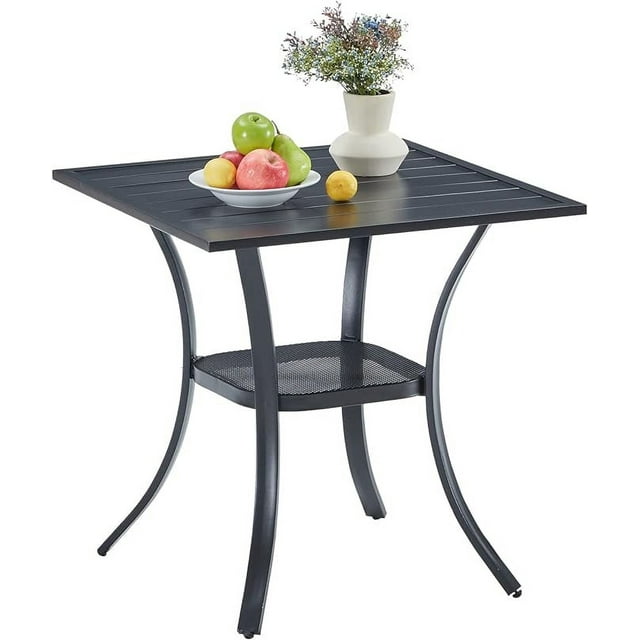 Small Square Outdoor Patio Table, All Weather Metal Outdoor Dining
