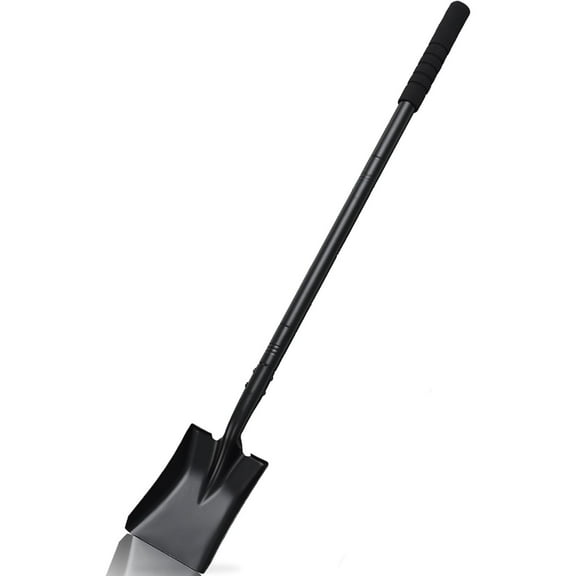 Small Square Shovel 43.3Inches Heavy Duty Garden Tools with Metal Handle, Small Transfer Spade for Digging Camping Car Beach Shovel, Black