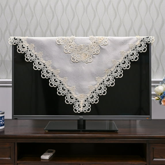 Small Square Table Cloth Lace Tablecloth Embroidered Wedding Bedside Table Decoration, Refrigerator TV Dustproof Cover