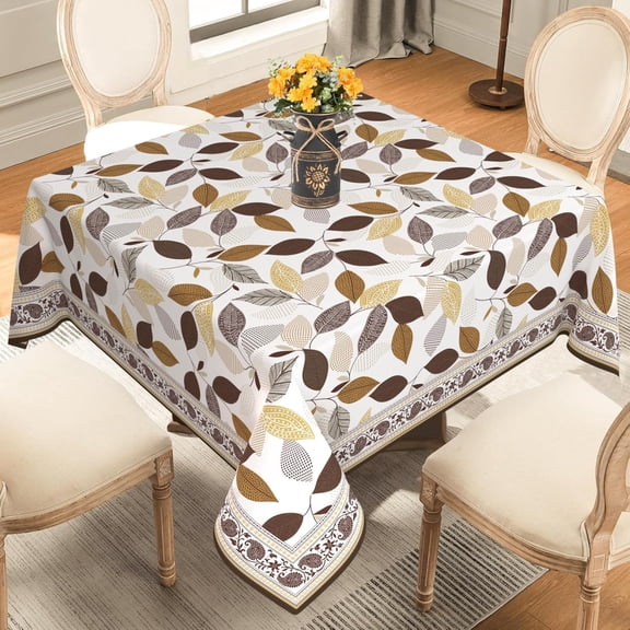 Small Square Tablecloth 52x52 Inch, Stain Resistant Wrinkle Free Card Table Tablecloth Abstract Leaves Square Table Cloth Cover for Dinner Party Picnic Decor