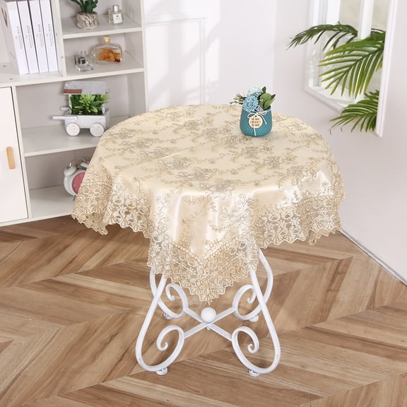 Small Square Tablecloth Lace Table Cloth Embroidered Table Cover for Nightstand End Bedside Table Tabletop Decoration