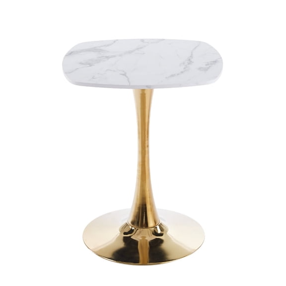 Small Square Tulip Dining Table for 2-3 Persons, Compact Kitchen Table with Metal Pedestal Base, Ideal for Small Space, Apartment, Cafe, Office and Living Room