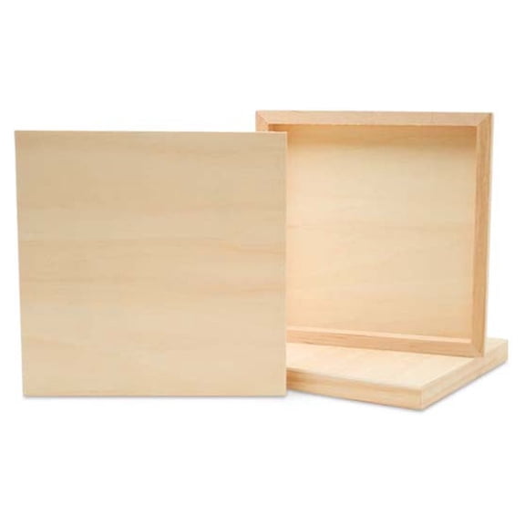 Small Square Wood Canvas 4 x 4 x 3/4 inch, Unfinished Wood Frames, Blank Wooden Signs for Crafts & Home Decor, by Woodpeckers