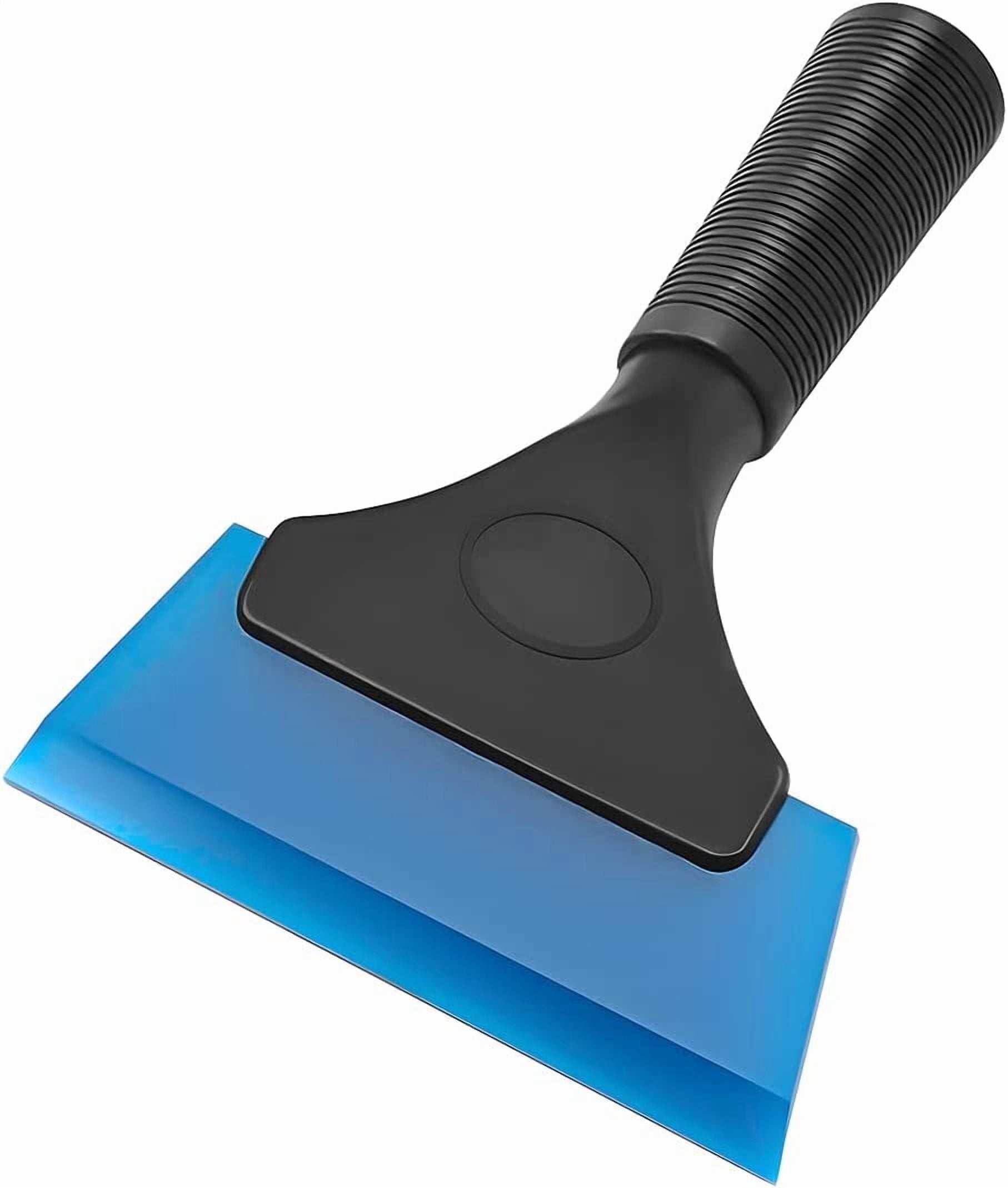 Small Squeegee, Window Tint Rubber Water Blade, Shower Scraper with Anti-Slip Handle, Auto Cleaning Tool Accessories, Mini Water Wiper for Window, Windshield, Glass Door, Bathroom (Blue)
