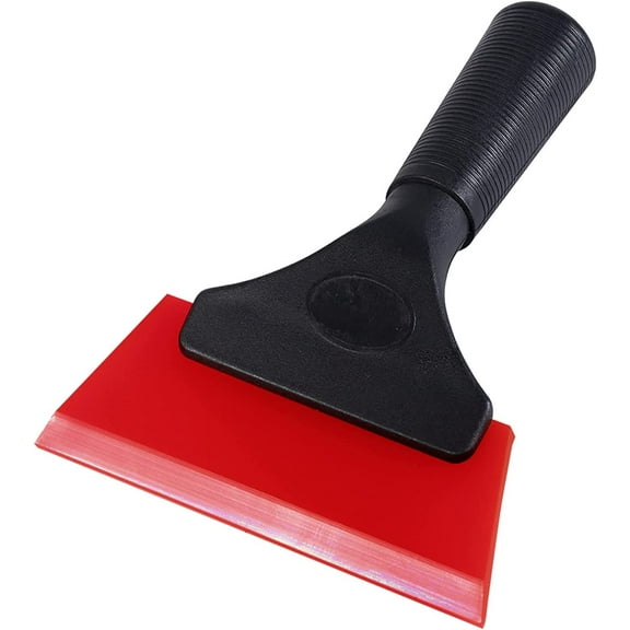 Small Squeegee with 5 Inch Rubber Blade Mini Wiper Window Tinting Tools for Mirror Glass Window Cleaner with Non-Slip Handle (Red Blade)