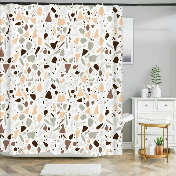 Small St Printed Shower Curtain Pebble Spots Pattern Bath Curtain Waterproof Bat