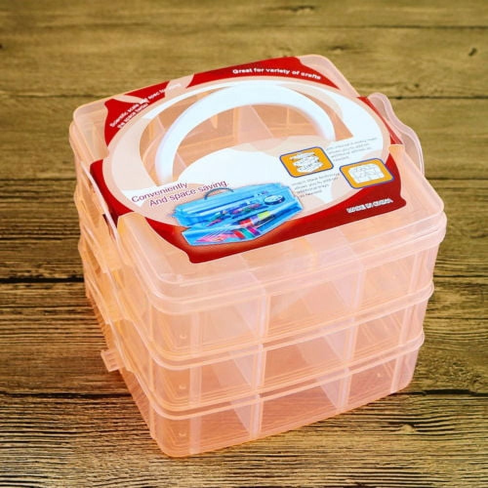Small Stackable Craft Organizer Box 3Layer Storage Container Case