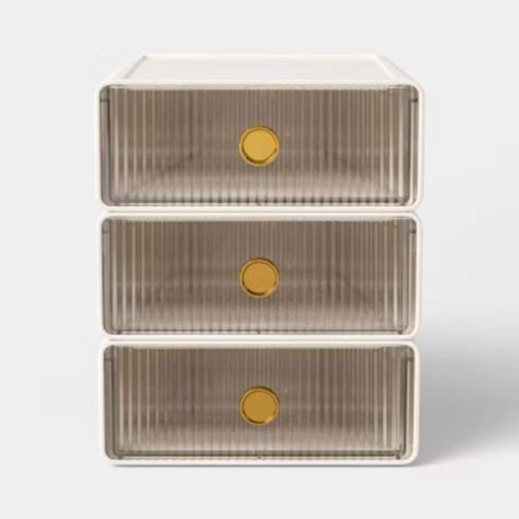 Small Stackable Drawers Set of 3 Cream