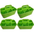 thumbnail image 1 of Small Stackable Plastic Caddy with Handle 6 Compartment | Desk, Makeup, Dorm Caddy, Classroom Art Organizers - 4 Pack, Made In USA (Green), 1 of 8