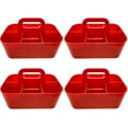 thumbnail image 1 of Small Stackable Plastic Caddy with Handle 6 Compartment | Desk, Makeup, Dorm Caddy, Classroom Art Organizers - 4 Pack, Made In USA (Red), 1 of 9