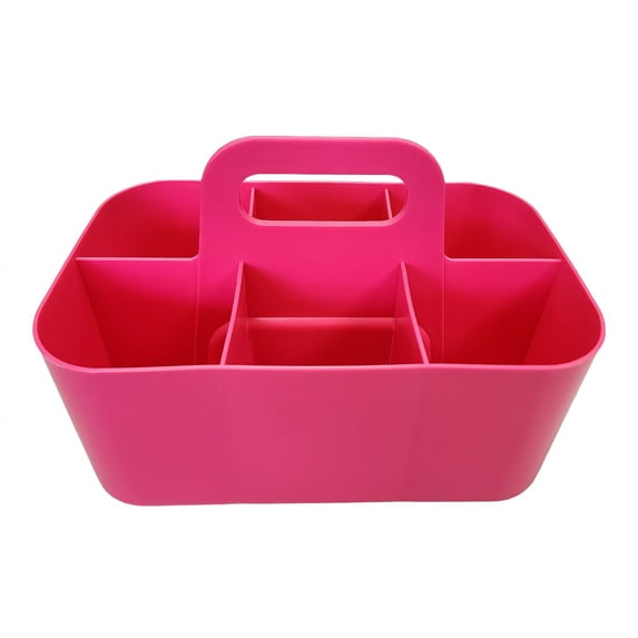 Small Stackable and Portable Simple 6-Compartment Caddy - Made In USA Hot Pink