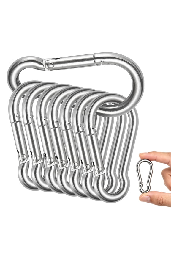 Carabiner Clip - 5 cm Heavy Duty Stainless Steel Spring Snap Hook for Camping Backpacking Hiking Outdoor Activities Pet Leash Keychain Multipurpose 10 Pcs