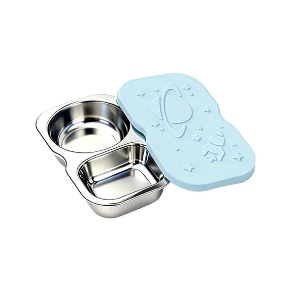 Small Stainless Steel 2-Compartment Snack Containers with Lids, Reusable Snack Pack Containers, Lunch Box Accessories,Double Compartment Salad Dressing Containers to Go, 5.3oz