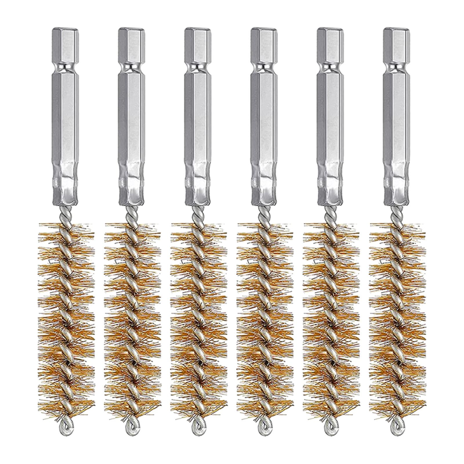 Uxcell 2pcs Brass Bore Brush 19mm Dia Cleaning Wire Brush With Handle 1/4 Inch Hex Shank
