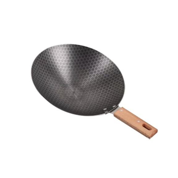 Small Stainless Steel Outdoor Camping Wok With Wooden Handle For High Temperature Non Stick Cooking